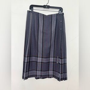 Vintage 70’s Aljean Pleated Plaid School Girl Preppy Wool Tartan Wrap Skirt